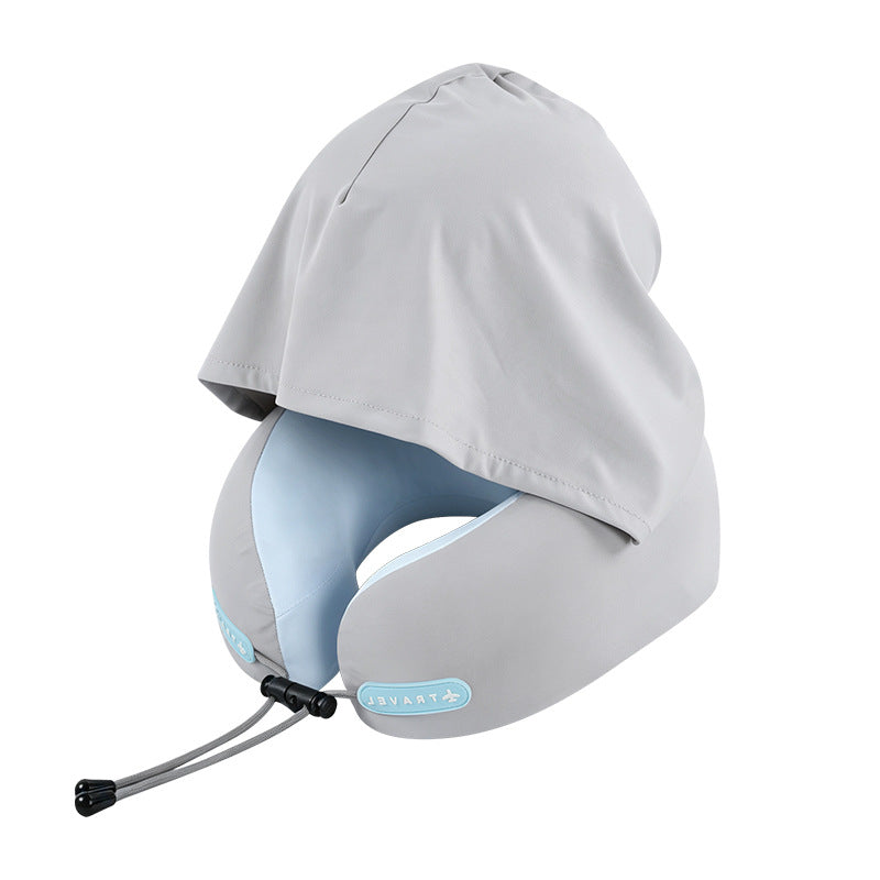 Non-deforming U-shaped neck pillow for car, hooded travel portable memory foam U-shaped headrest with light blocking - image 5