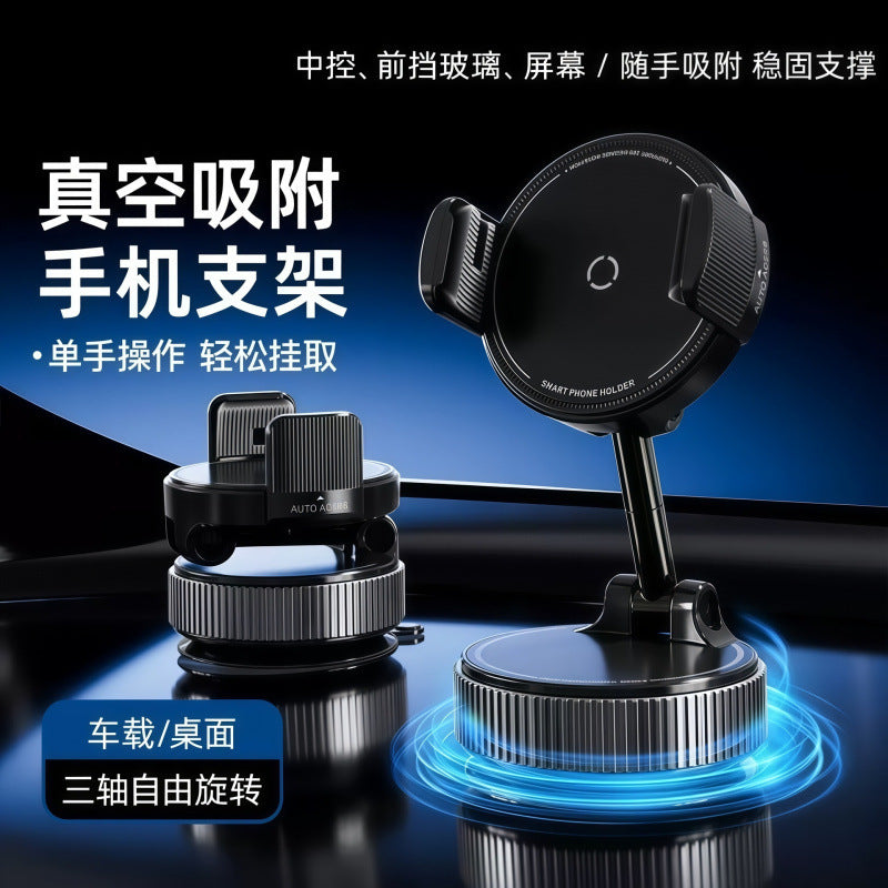 Popular car phone holder with nano suction cup and clip, foldable car phone mount for navigation on the center console - image 1