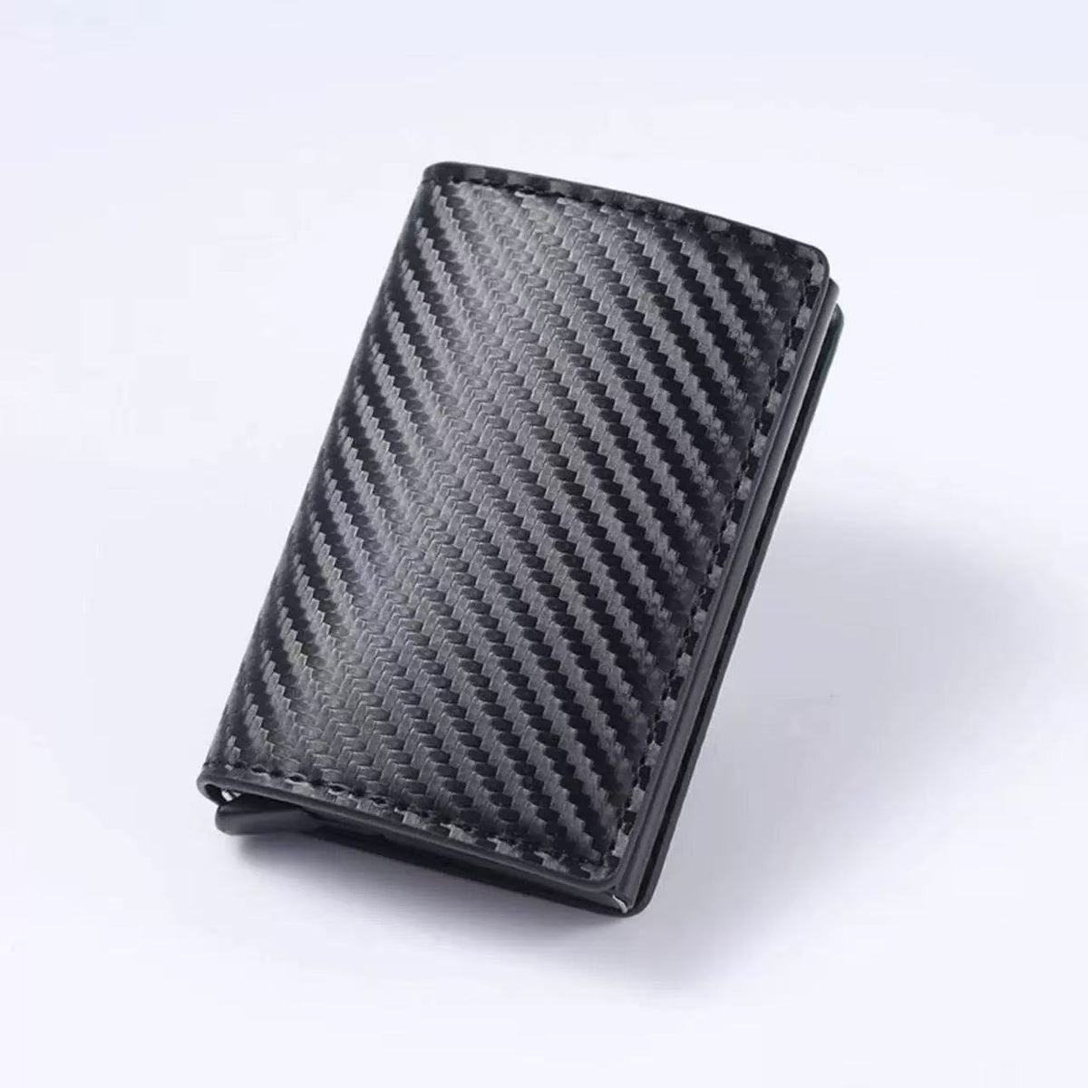 Carbon fiber aluminum alloy men's card holder with automatic pop-up anti-theft feature, car key case, multifunctional card storage box - image 1