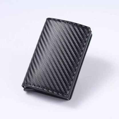 Carbon fiber aluminum alloy men's card holder with automatic pop-up anti-theft feature, car key case, multifunctional card storage box - image 1