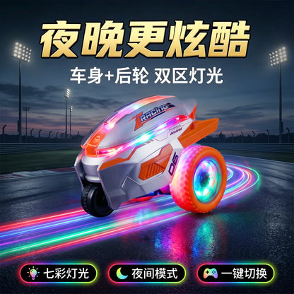 Cross-border new product remote control stunt dump truck 360 ° Rotating rechargeable light and music toy car for children - image 2