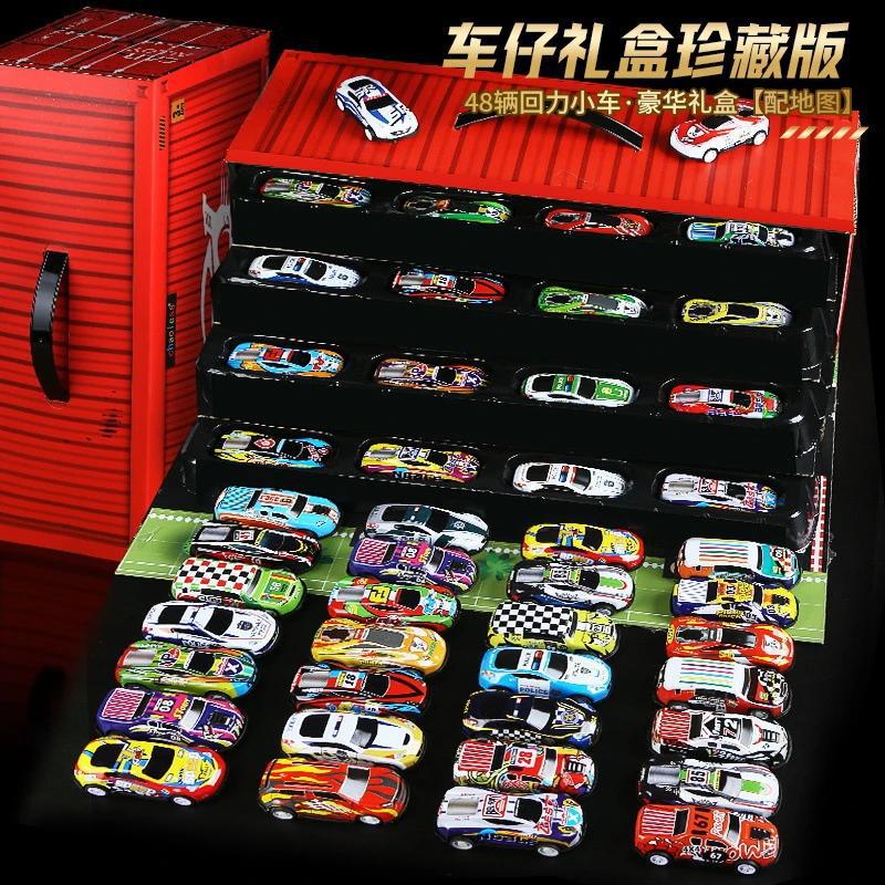 48 Mini Pull-Back Cars Tin Car Container Toy Gift Box Set Boys Simulation Model Parking Lot - image 1