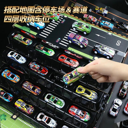 48 Mini Pull-Back Cars Tin Car Container Toy Gift Box Set Boys Simulation Model Parking Lot - image 4