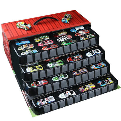 48 Mini Pull-Back Cars Tin Car Container Toy Gift Box Set Boys Simulation Model Parking Lot - image 5