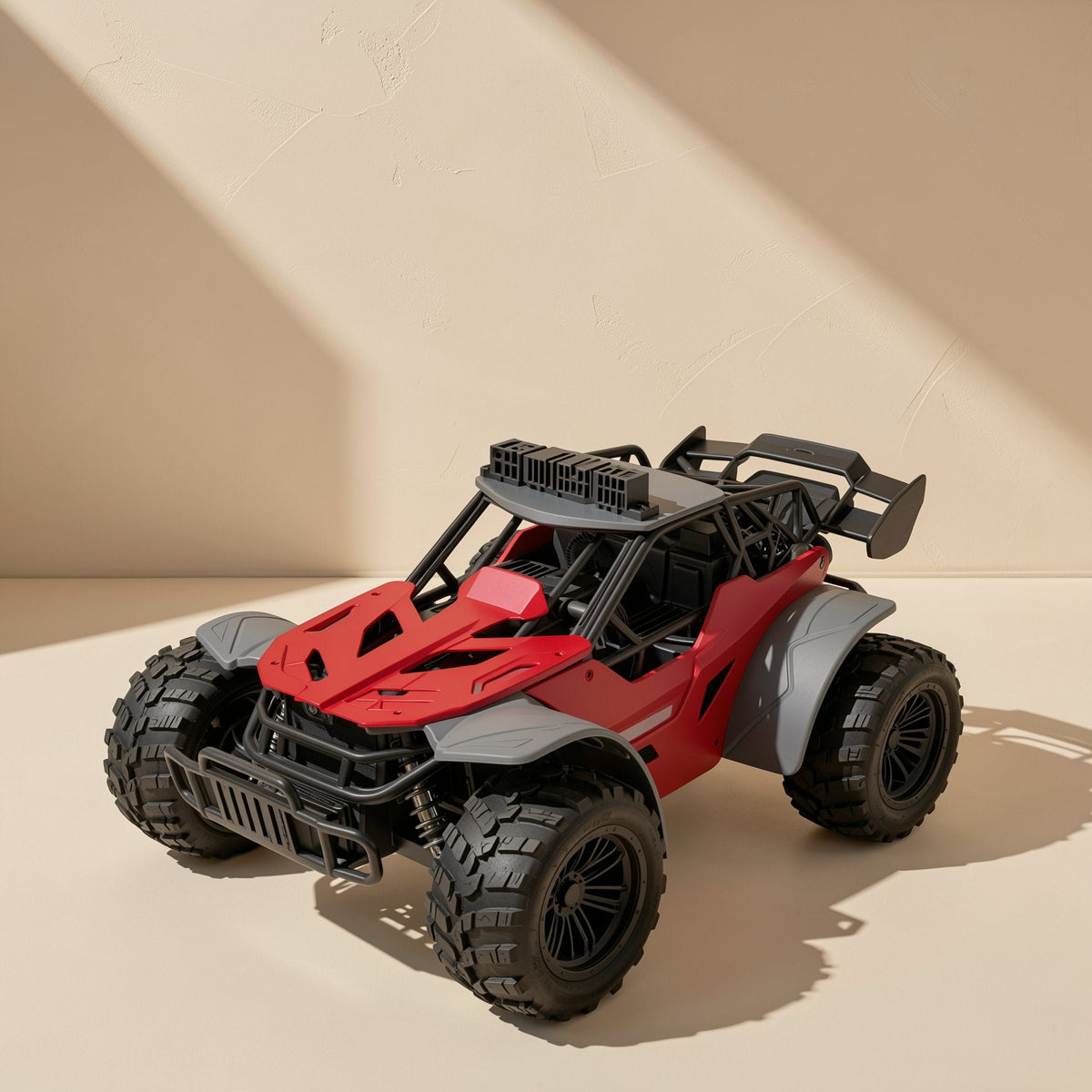 Alloy remote-control racing car with lights, described for racing, drifting, climbing, and off-road driving