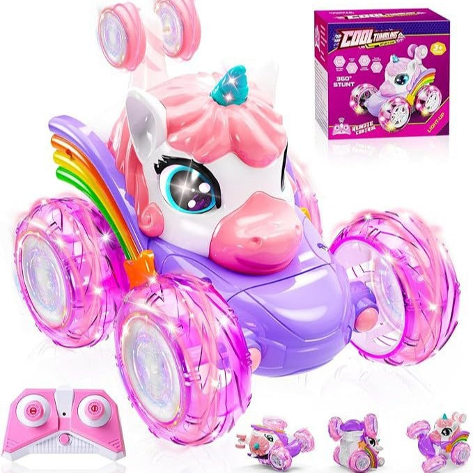 Cross-Border Hot-Selling Remote Control Stunt Car 2.4g Spray Rolling Swing Arm Unicorn Dump Truck Children's Electric Toy Car - image 1