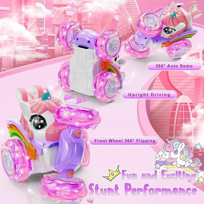 Cross-Border Hot-Selling Remote Control Stunt Car 2.4g Spray Rolling Swing Arm Unicorn Dump Truck Children's Electric Toy Car - image 3