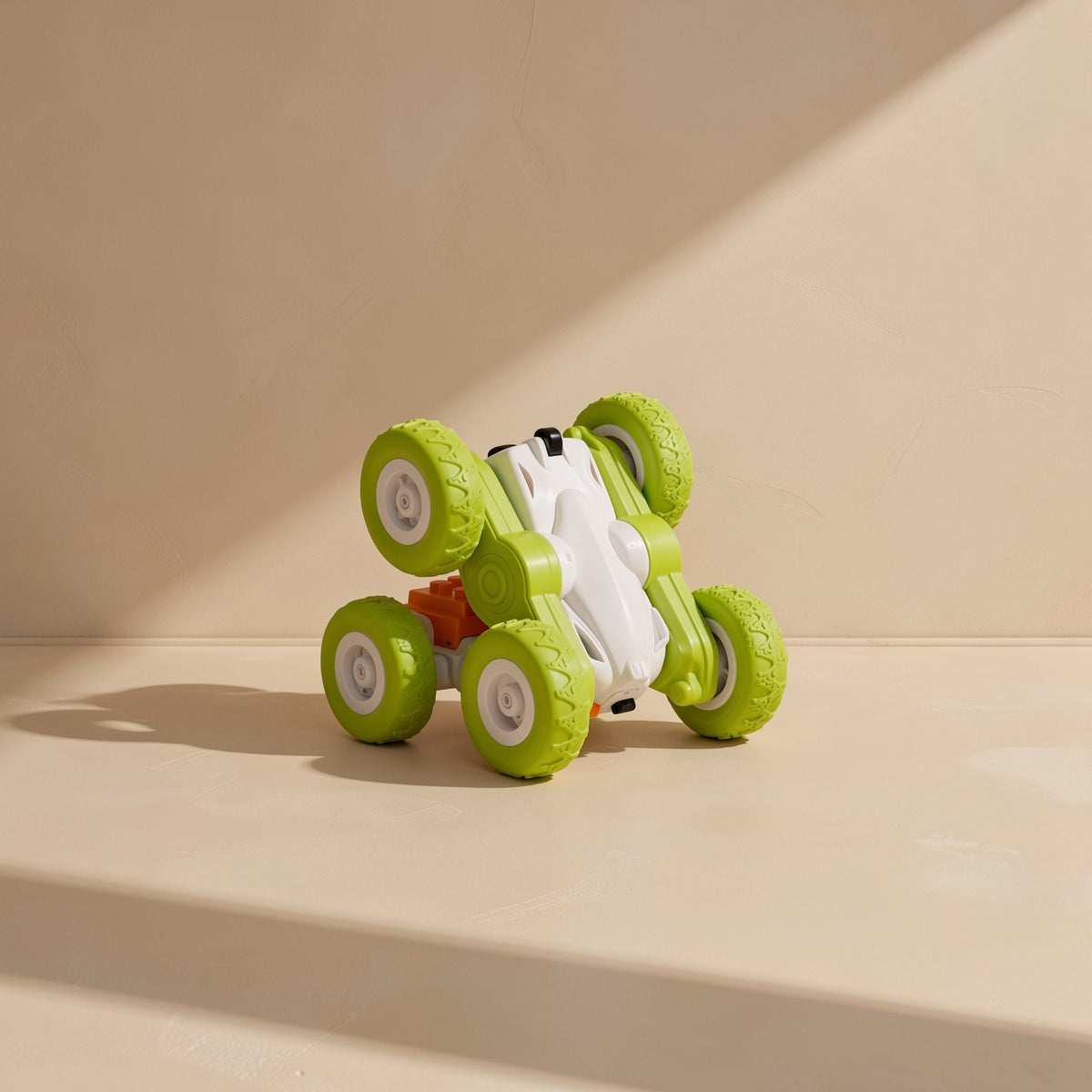 Mini plastic double-sided remote-control stunt car with a handheld controller and lighting feature - view 3