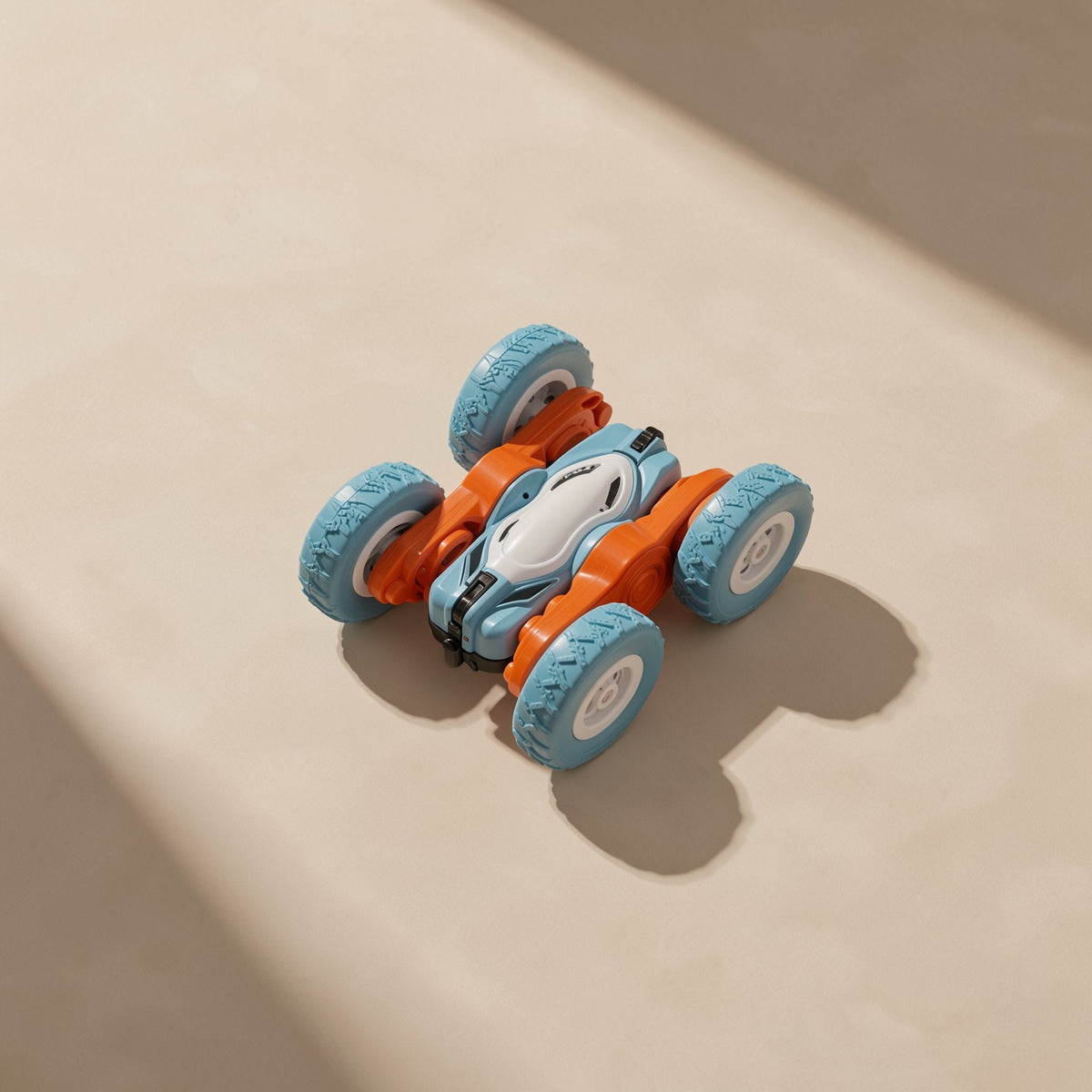 Mini plastic double-sided remote-control stunt car with a handheld controller and lighting feature - view 4