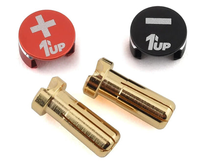 1UP Racing LowPro Bullet Plug Grips (Black/Red) (Assorted Sizes)