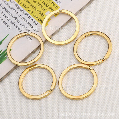 Metal Key Ring Keychain Creative Copper Key Ring Flat Ring Glossy Ring Unisex Car Keychain Pendant - image 1