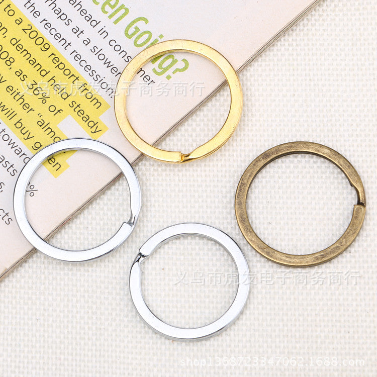 Metal Key Ring Keychain Creative Copper Key Ring Flat Ring Glossy Ring Unisex Car Keychain Pendant - image 2