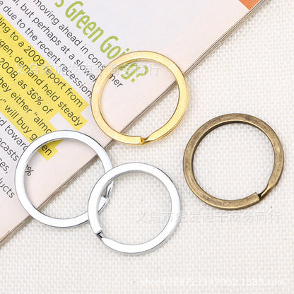 Metal Key Ring Keychain Creative Copper Key Ring Flat Ring Glossy Ring Unisex Car Keychain Pendant - image 3