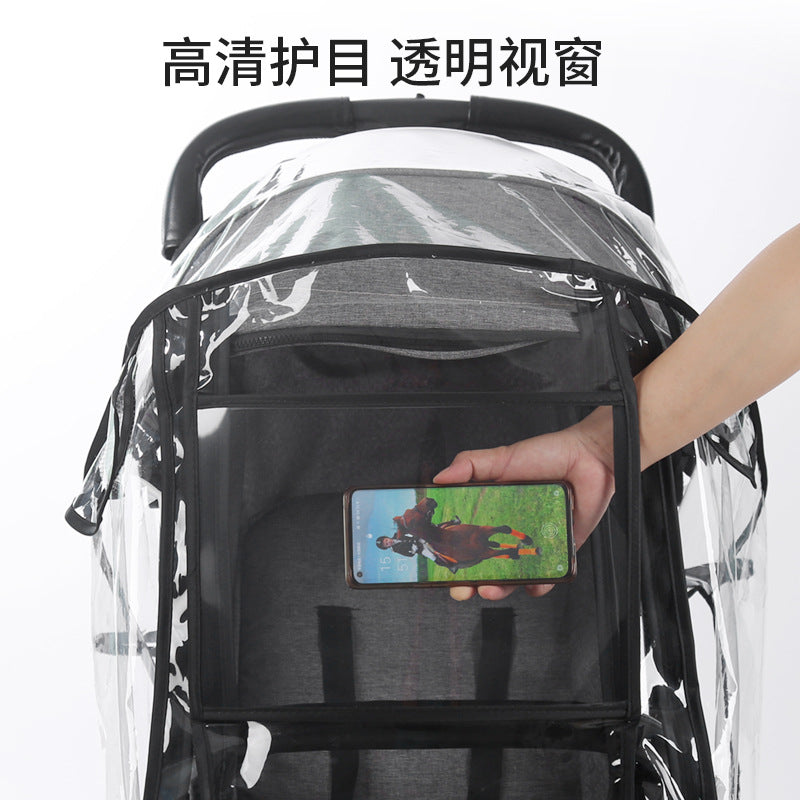 Baby stroller rain cover universal windproof rainproof haze baby stroller rain cover umbrella car raincoat cover accessories - image 3