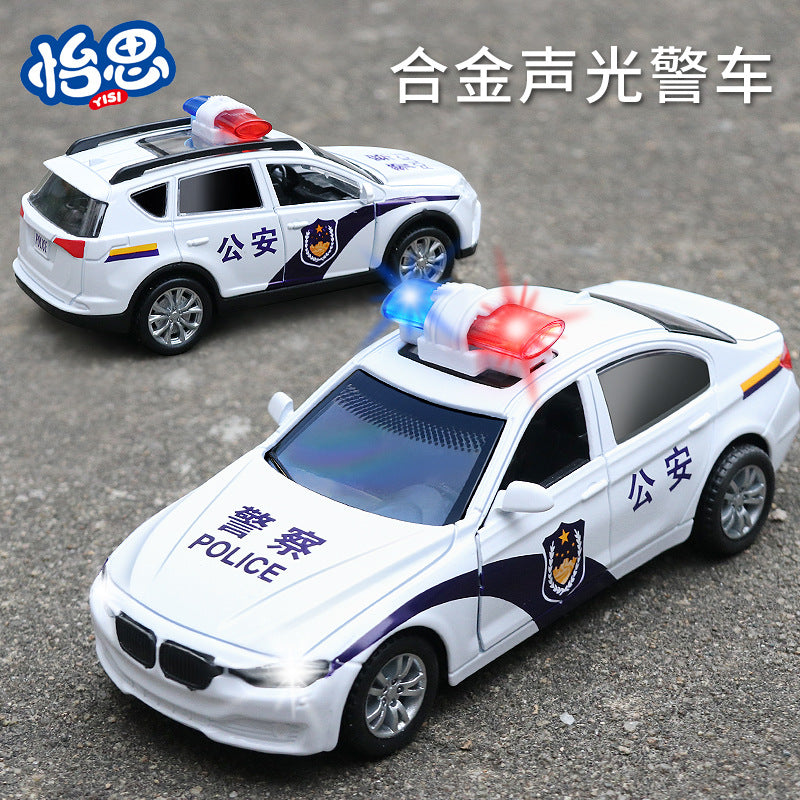 1:32 alloy Huili police car model simulation children's light music toy car car a generation of hair - image 1