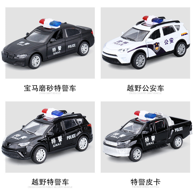 1:32 alloy Huili police car model simulation children's light music toy car car a generation of hair - image 2