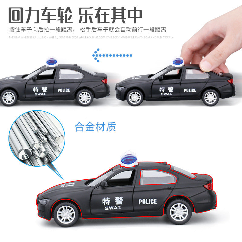1:32 alloy Huili police car model simulation children's light music toy car car a generation of hair - image 4