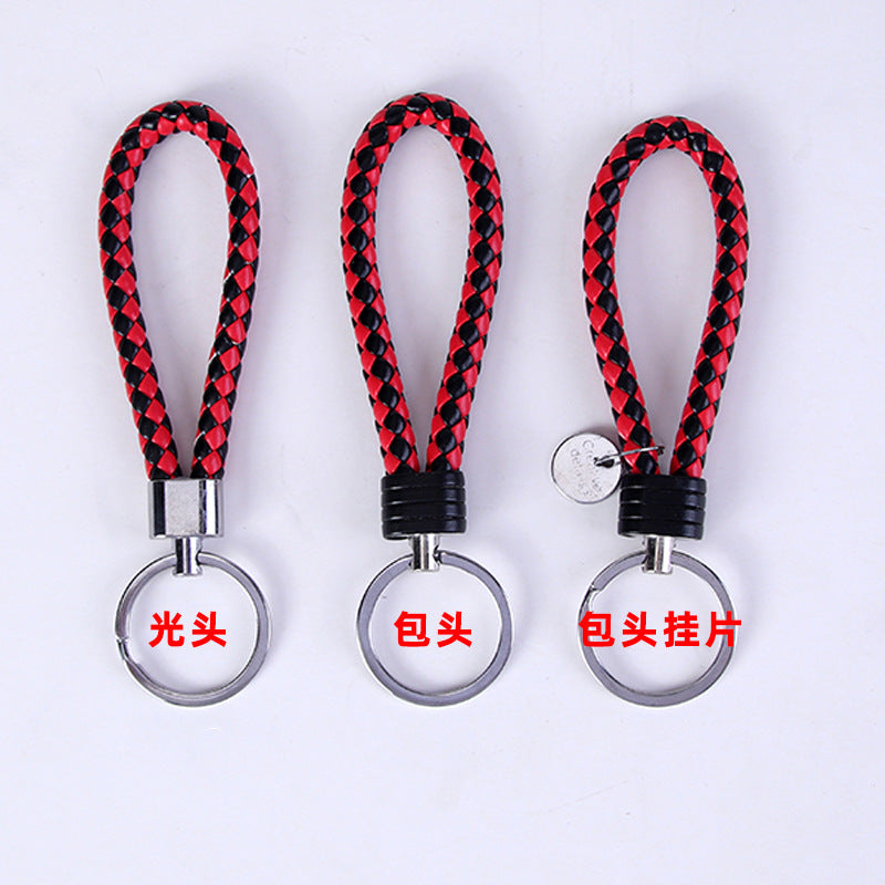 Leather rope keychain woven Keychain Car pendant leather key ring accessories couple bag accessories wholesale - image 3
