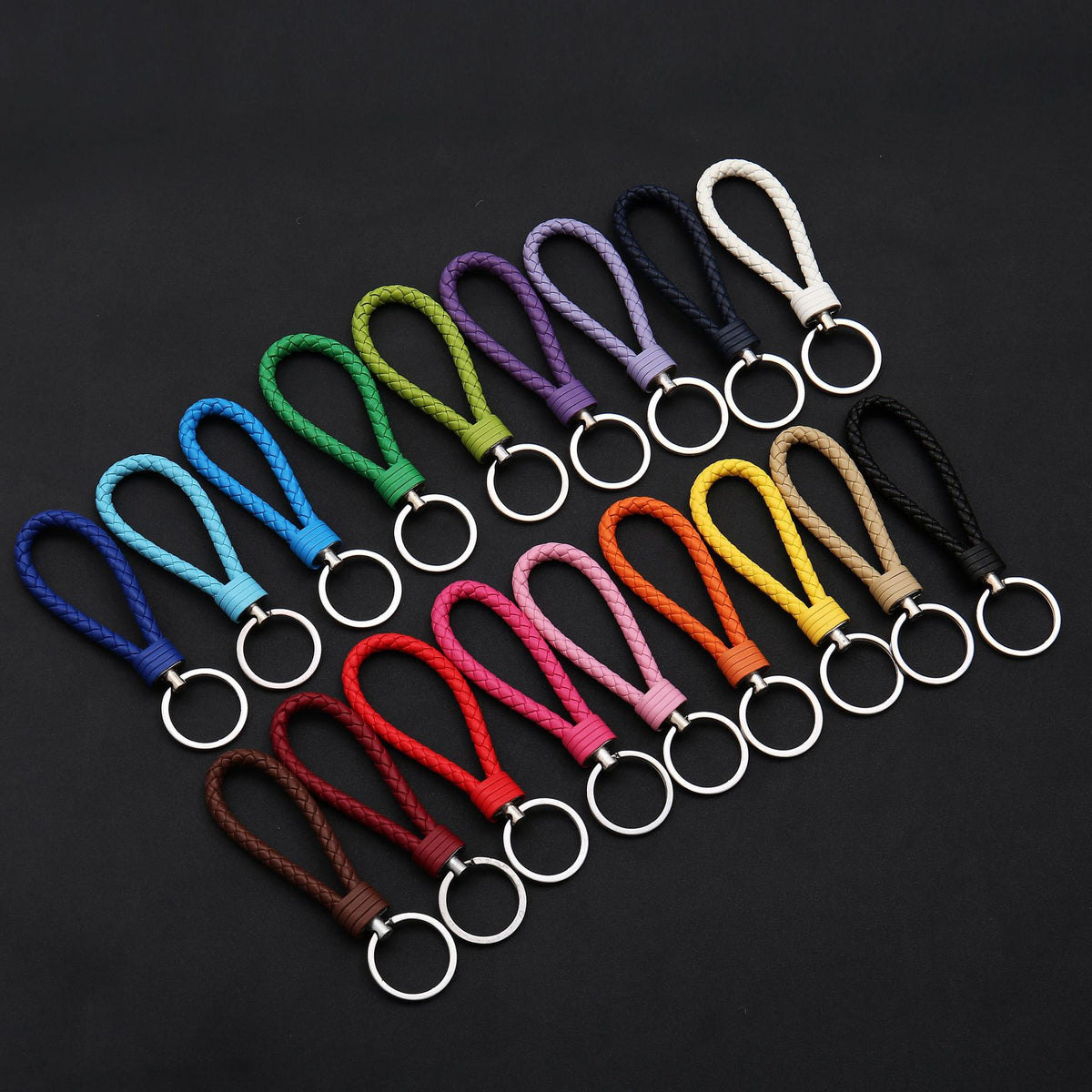 Leather rope keychain woven Keychain Car pendant leather key ring accessories couple bag accessories wholesale - image 4