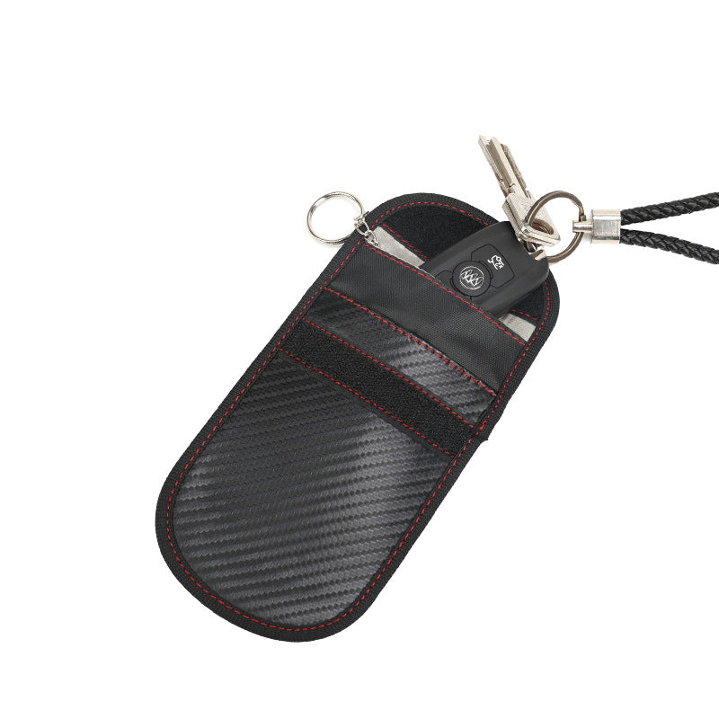 Straw Mat Pattern Carbon Fiber Mobile Phone Radiation-Proof Signal Shielding Bag Rfid Car Shielding Key Bag Mobile Phone Case Portable - image 2