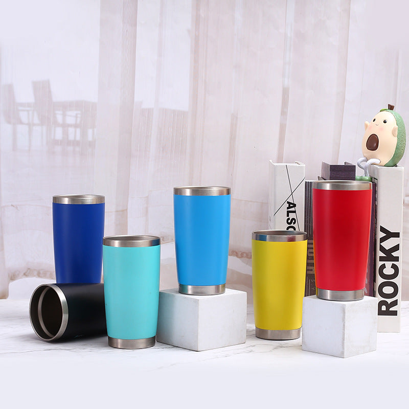 Cross-Border Simple 20oz Car Cup 304 Stainless Steel Double-Layer Vacuum Insulated Cup Spray-Coated Beer Ice Cup Wholesale - image 4