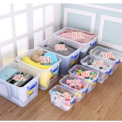Translucent Wardrobe Plastic Storage Box Wholesale Thickened Car-Mounted Household Organizing Large Storage Box for Clothes and Toys - image 3