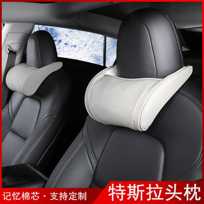 Wholesale Suitable for Tesla Car Headrest Tesla Model3Modelxs Leather Neck Pillow Memory Foam Pillow - image 3