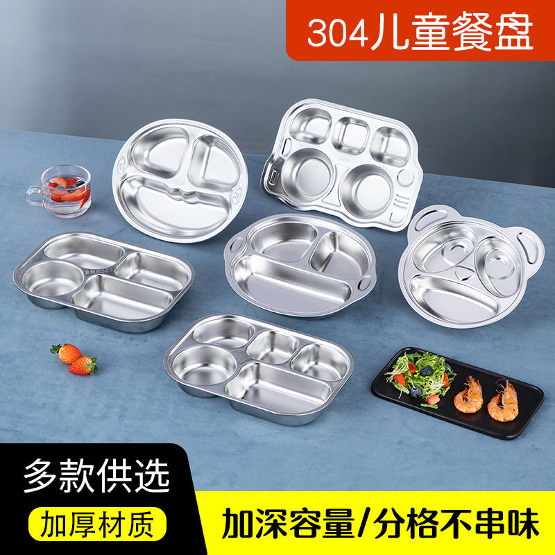 Panda Dining Plate School Children's 304 Stainless Steel Dinner Plate Kindergarten Cartoon Car Dinner Plate Baby Dinner Plate - image 2