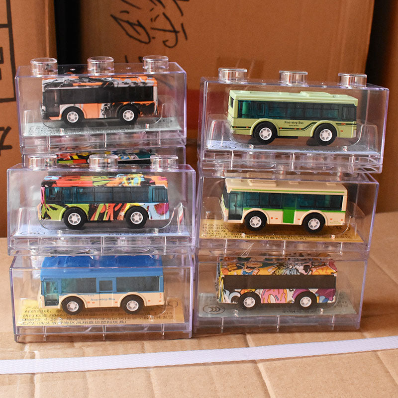 Transparent Display Box, Individually Packaged Mini Alloy Bus, Car, Educational Pull-Back Alloy Car - image 2