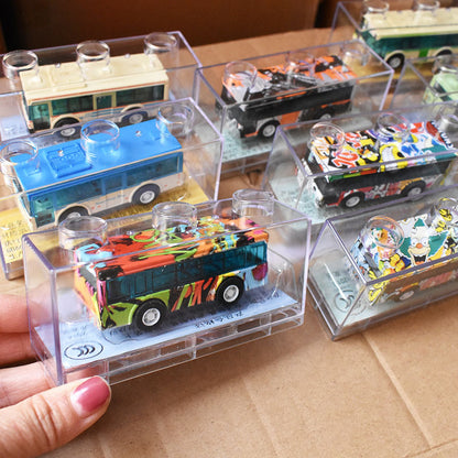 Transparent Display Box, Individually Packaged Mini Alloy Bus, Car, Educational Pull-Back Alloy Car - image 3
