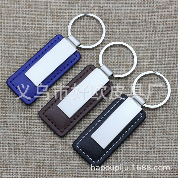 Cross-Border Exclusive Supply of Leather Car Keychain Pendants, Business Gifts, Small Gifts, Customized Car Leather and Metal Key Chains - image 3