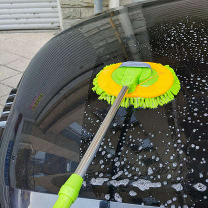 Factory Direct Supply Stainless Steel Chenille Line Retractable Car Wash Brush Car Wash Mop Green Car Cleaning Brush - image 4