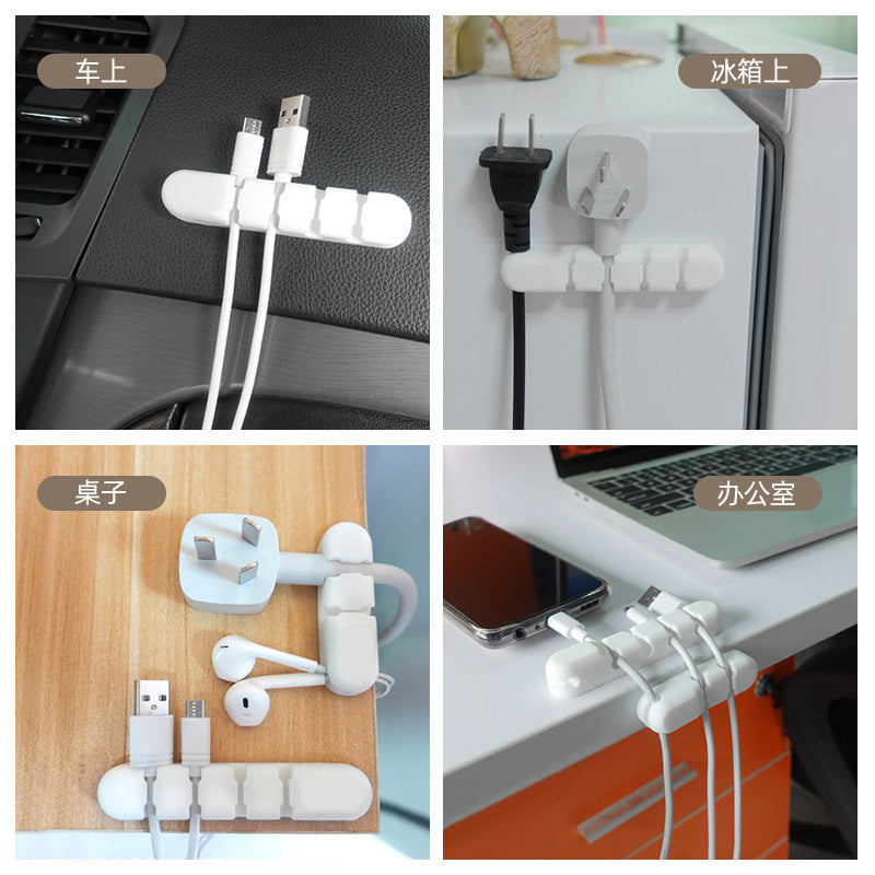 Factory direct simple data cable fixed organizer car desktop organizer mouse clip silicone cable - image 3