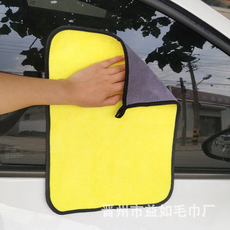 Car towel fishing towel laser lettering thickened absorbent coral fleece car wash towel cleaning towel double-sided thickened - image 1
