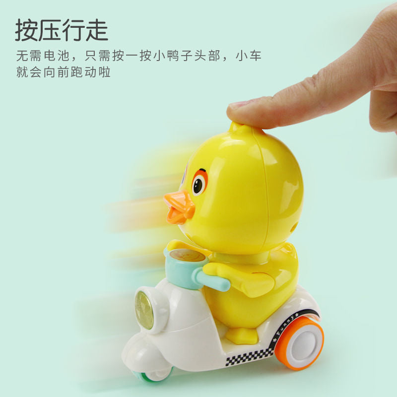 TikTok Internet Red Explosions Press Little Duck Huili Toy Car Motorcycle Stall Toy Children's Cartoon Toy - image 2
