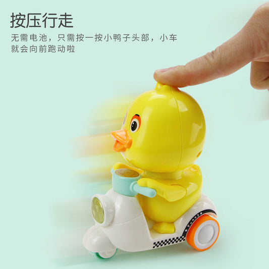TikTok Internet Red Explosions Press Little Duck Huili Toy Car Motorcycle Stall Toy Children's Cartoon Toy - image 2