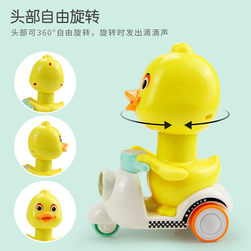 TikTok Internet Red Explosions Press Little Duck Huili Toy Car Motorcycle Stall Toy Children's Cartoon Toy - image 3