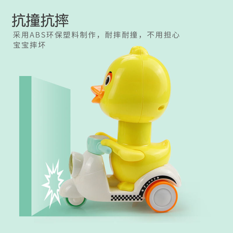TikTok Internet Red Explosions Press Little Duck Huili Toy Car Motorcycle Stall Toy Children's Cartoon Toy - image 4