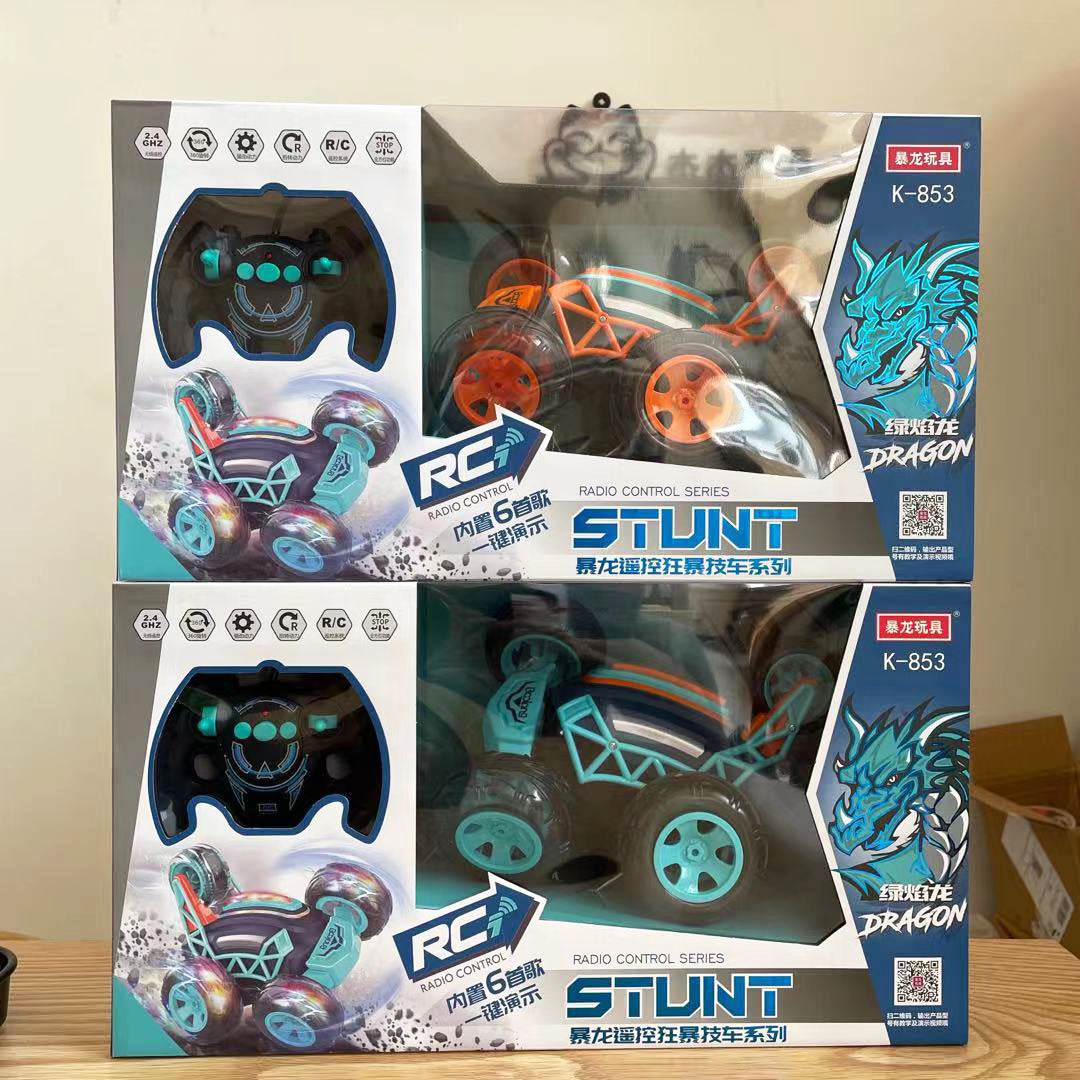 Remote control tipper stunt car toy light music Children's remote control car fall 360 degree stunt roll rechargeable - image 2