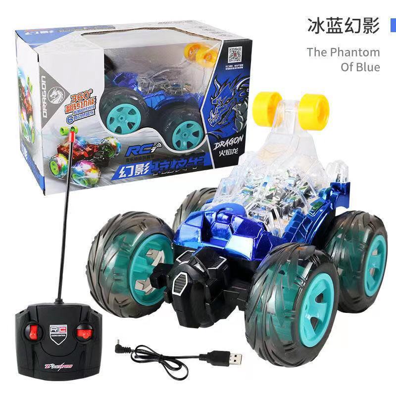 Remote control tipper stunt car toy light music Children's remote control car fall 360 degree stunt roll rechargeable - image 3