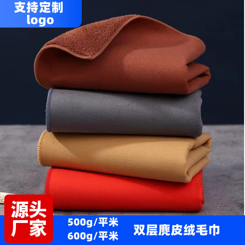 Wholesale 500g 600g new deerskin velvet car wash towel double coral velvet car cloth absorbent suede towel - image 1