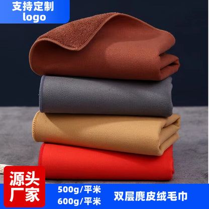 Wholesale 500g 600g new deerskin velvet car wash towel double coral velvet car cloth absorbent suede towel - image 1