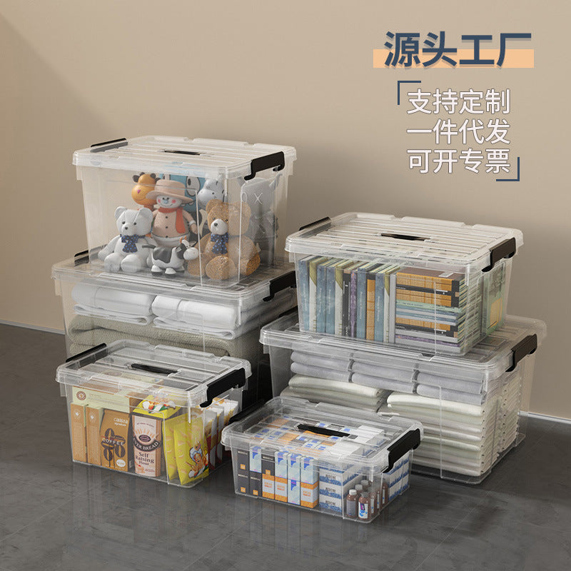 Free Shipping Plastic Portable Transparent Colorful Storage Box for Car, Home, Miscellaneous Items, Toys, and Clothes Storage - image 1