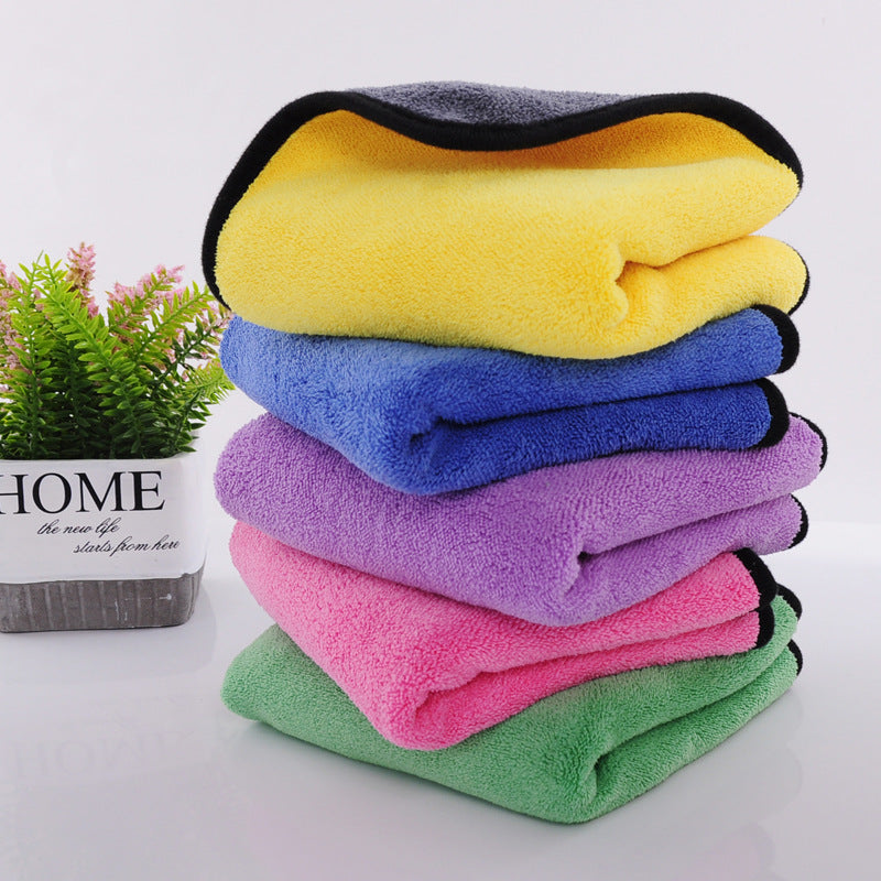 Car wash towel thickened large absorbent coral fleece car towel double-sided quick-drying car cleaning car wash towel - image 1