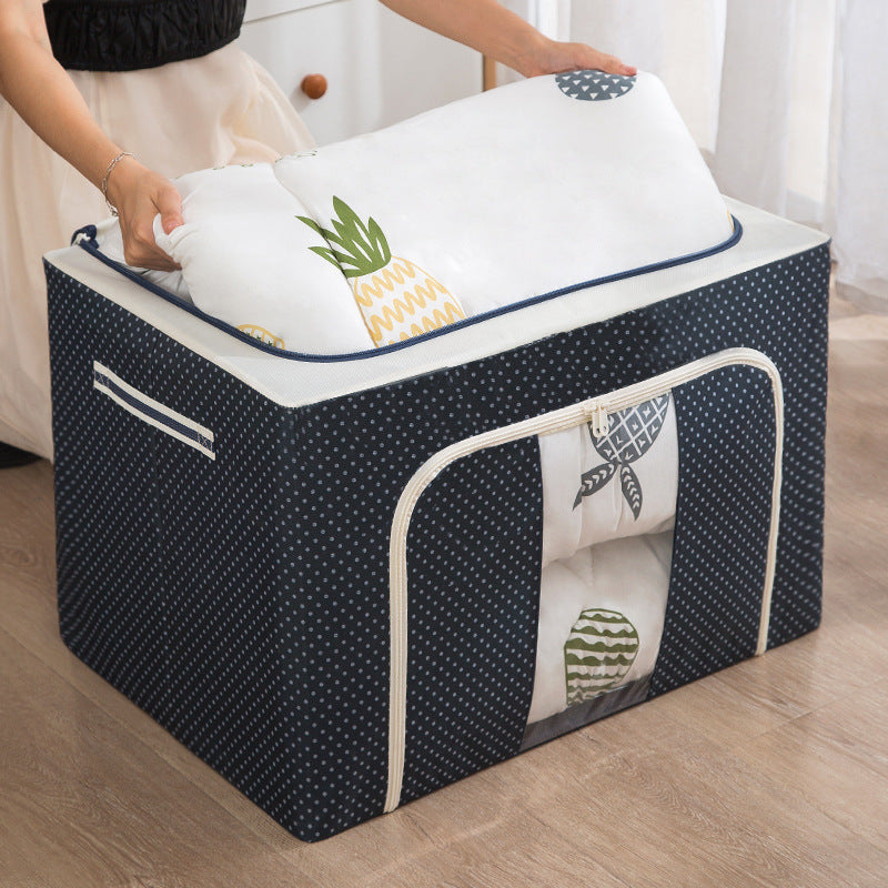 Clothes Storage Box Oxford Cloth Waterproof Steel Frame Transparent Foldableing Box Wardrobe Car Quilt Storage Box Moving - image 1