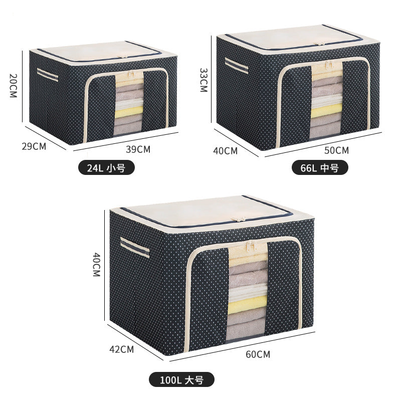 Clothes Storage Box Oxford Cloth Waterproof Steel Frame Transparent Foldableing Box Wardrobe Car Quilt Storage Box Moving - image 3