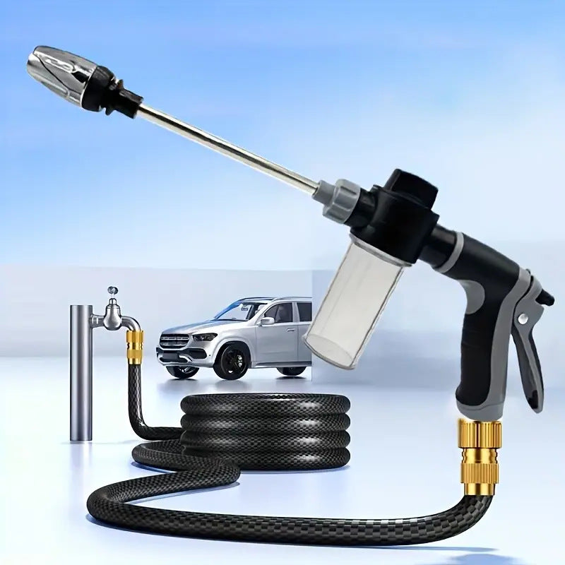 Source Factory Long Pole Gun High-Pressure Water Gun Household Car Wash Tool Metal Extension Pole Rubber-Coated Handle Car Wash Water Gun - image 1