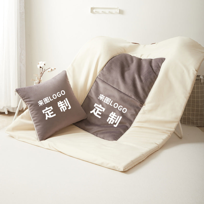 Pillow Custom Logo Dual-Use Two-in-One Pillow quilt Custom Custom Pillow Blanket Car Pillow quilt Advertising Gift - image 2