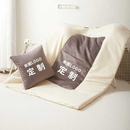 Pillow Custom Logo Dual-Use Two-in-One Pillow quilt Custom Custom Pillow Blanket Car Pillow quilt Advertising Gift - image 2