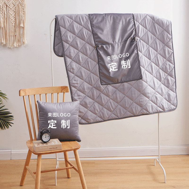 Pillow Custom Logo Dual-Use Two-in-One Pillow quilt Custom Custom Pillow Blanket Car Pillow quilt Advertising Gift - image 3
